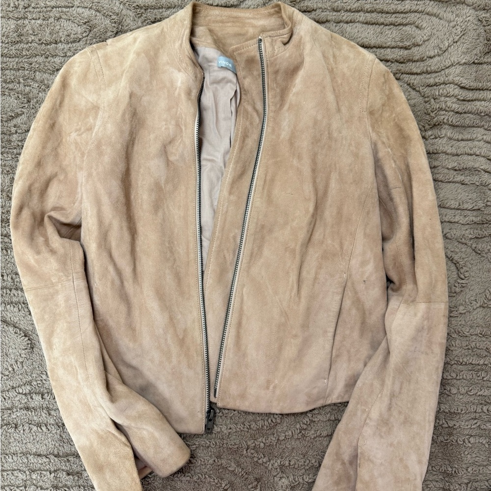 Vince Light Brown Suede Leather Jacket